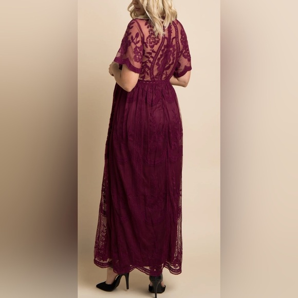 Pink Blush Women’s Dress Medium Maternity Postpartum NWT Lace Maxi - Picture 9 of 10